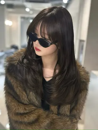 ロング カラー 韓国ハイレイヤー ハッシュカット特化のヘアスタイル