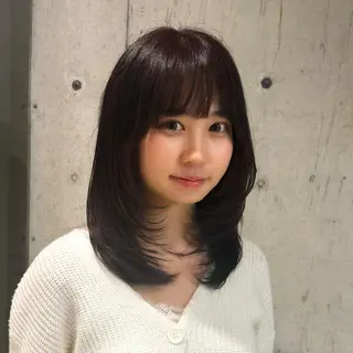 セミロング カラー 柔め透明感血色カラー 暖色/レイヤー/ゆいのヘアスタイル