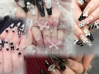 ロング カラー 波 なみのネイルデザイン