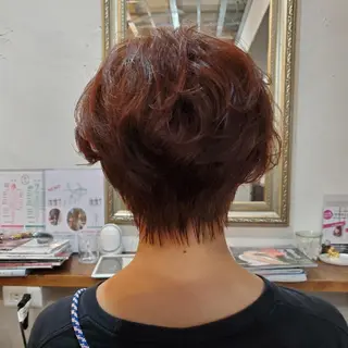 ショート カラー パーマ 韓国風レイヤーカット 上手く丁寧早い/マツのヘアスタイル
