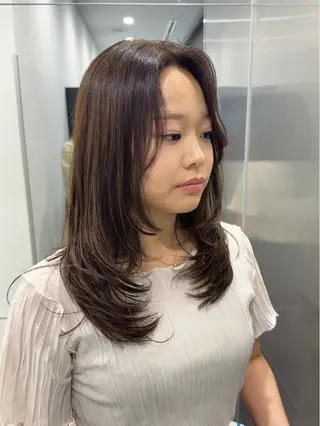 セミロング カラー 韓国ヘア🇰🇷 スズキのヘアスタイル