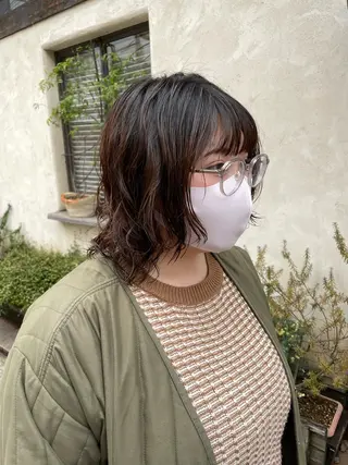 ミディアム パーマ 髪質改善 縮毛矯正/ レイヤー/銀座/本木のヘアスタイル