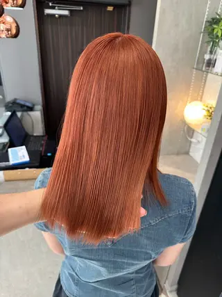 ミディアム カラー 天神暖色カラー レイヤー・髪質改善のヘアスタイル