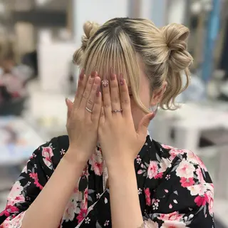 ミディアム ヘアアレンジ ヘアメ🎀暖色カラー /Fuka⟡.·のヘアスタイル
