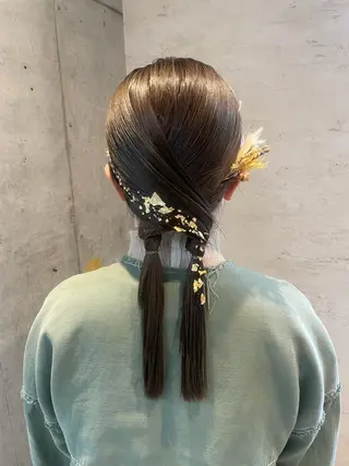 セミロング ヘアアレンジ はやしほのか| マンツーマン美容師のヘアスタイル