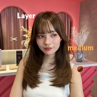 セミロング カラー 山崎/ボブ縮毛矯正 レイヤー髪質改善のヘアスタイル