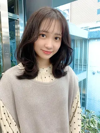 ミディアム カラー 透明感カラー✂︎ /縮毛矯正/YUKAのヘアスタイル