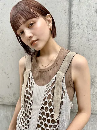 ショート カラー 曲がる縮毛矯正 バレイヤージュ森田のヘアスタイル
