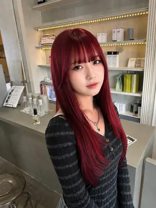 ロング カラー 髪質改善×ハイトーン レイヤー天神美容室のヘアスタイル