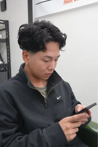 ミディアム パーマ メンズ 藤田 陽光のヘアスタイル