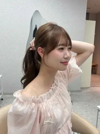 セミロング カラー ヘアアレンジ 透明感カラー¦ まなみ🎀💞のヘアスタイル
