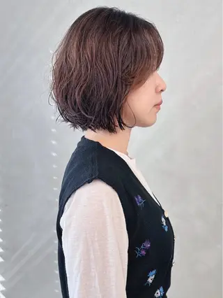 ショート パーマ ボブ/ゆるふわ ボブパーマ/とういのヘアスタイル
