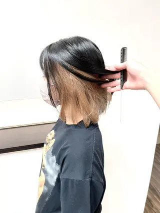 ミディアム カラー ダメージレスブリーチ HIROSHIのヘアスタイル