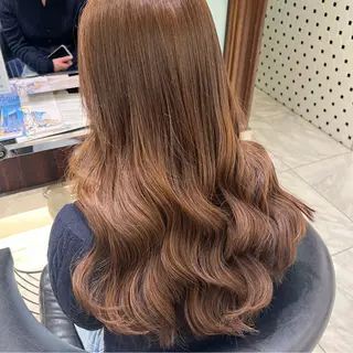 ロング カラー コテ巻きパーマ💙 シノヤユイのヘアスタイル