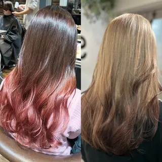セミロング カラー ヘアアレンジ Rina🍒レイヤー 透明感ブリーチ💎のヘアスタイル