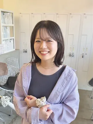 ミディアム クロスパーマ× 透明感カラー✂︎のヘアスタイル
