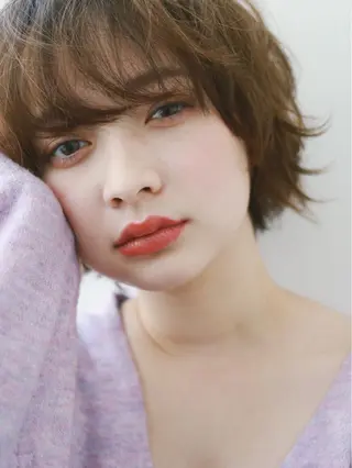 ショート カラー パーマ ヘアアレンジ メンズ キッズ アンブレラカラー💫 フェイスフレーミングのヘアスタイル