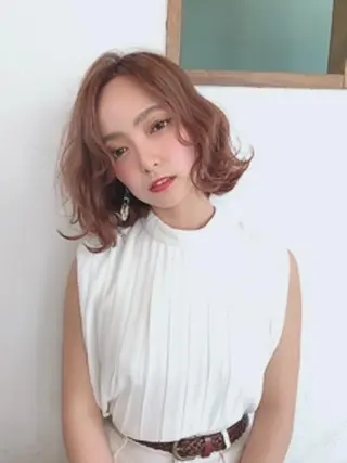 ミディアム カラー パーマ 【23時まで営業】 酒井啓佑のヘアスタイル