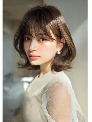 ミディアム 韓国×艶ハイトーンが ✨絶対可愛い✨リオ✨のヘアスタイル