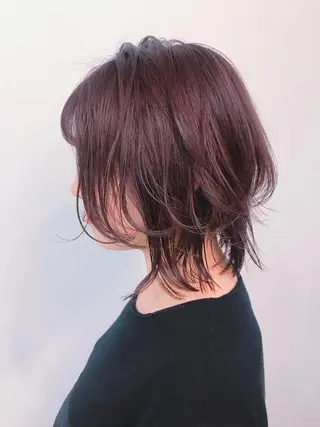 ミディアム 💓パーマ，💗 レイヤーカットのヘアスタイル