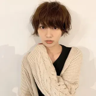 ショート カラー パーマ 中川 竜誠のヘアスタイル
