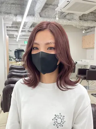 ミディアム カラー 新宿/韓国ヘア/ 髪質改善ストレートのヘアスタイル