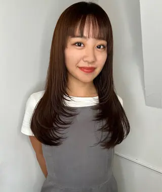 セミロング カラー 透明感カラー/レイヤ ー🌙Honokaのヘアスタイル