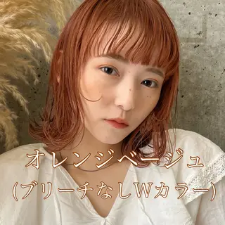 ミディアム カラー 暖色/艶髪/ボブ/ ショート/Ayaのヘアスタイル