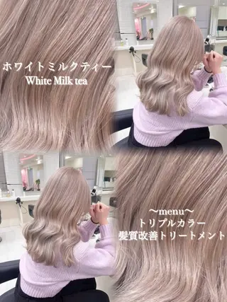 ロング カラー ハイトーン/ホワイト /ブルー/りくとのヘアスタイル