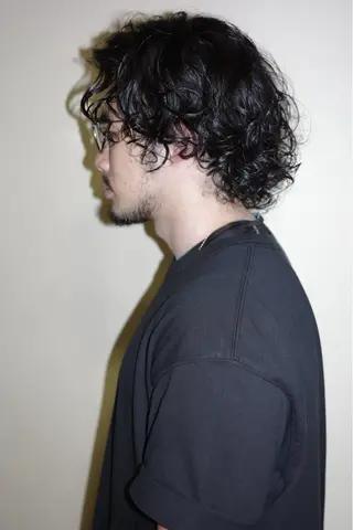 ミディアム パーマ メンズ 浅岡 昭汰のヘアスタイル