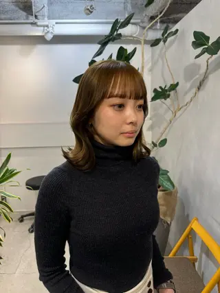 セミロング 新宿/顔周りカット +レイヤー=しずく♩のヘアスタイル