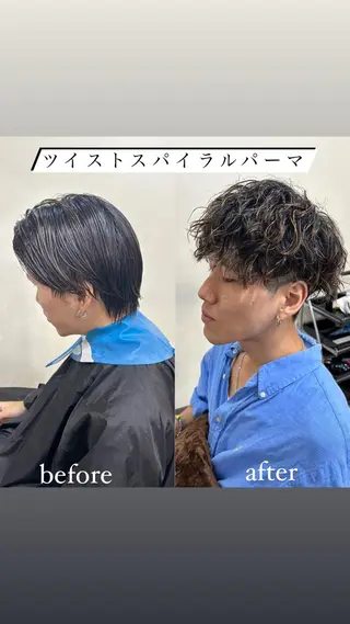 ショート カラー パーマ メンズ 💈メンズ短髪特化 ✂︎伊藤大輝💈のヘアスタイル