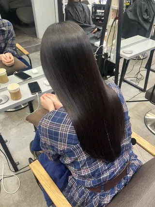 ロング パーマ 透明感×艶カラー ✨️美髪縮毛🍒リオのヘアスタイル
