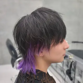セミロング カラー メンズ ʜᴀʀᴜᴋᴀ♱メンズ ウルフ/ブリーチのヘアスタイル