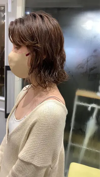 ミディアム パーマ レイヤー/顔まわり/ 髪質改善パーマ/川合のヘアスタイル