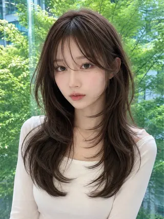 セミロング レイヤー× 顔まわり/MIUのヘアスタイル