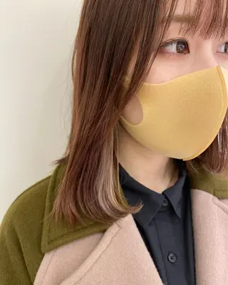 セミロング カラー レイヤーカット/ ハイライト 千咲季のヘアスタイル