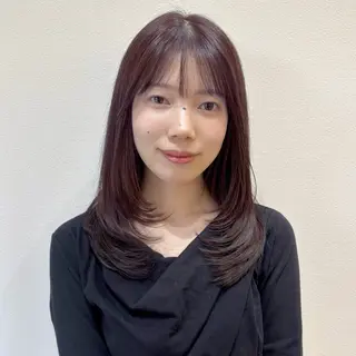 セミロング カラー fuyuna レイヤーカット🖤のヘアスタイル