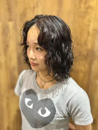 ミディアム パーマ ブリーチモデル✂︎ カラー特化✨ひかり/のヘアスタイル
