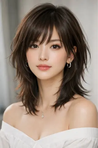 セミロング 盛れるレイヤーカット 得意🌹井上美沙のヘアスタイル