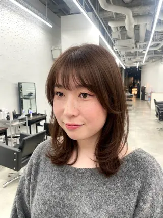 セミロング カラー パーマ 髪質改善/縮毛矯正/ 透明感🩵NANAのヘアスタイル
