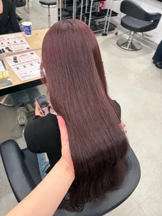 ロング カラー 💗愛され暖色💗 ピンク/レッド💗のヘアスタイル
