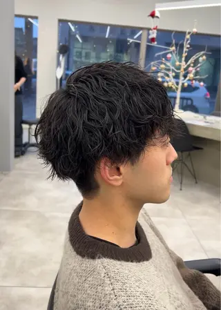 ショート パーマ メンズ メンズパーマ特化/髪 質改善艶カラー/椿原のヘアスタイル