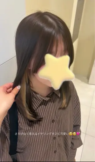 ミディアム ちなみ/ピンクカラー /ベージュカラーのヘアスタイル
