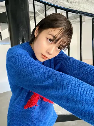 ショート カラー パーマ ヘアアレンジ デザインカラー/ボブ ブリーチカラー/ユリのヘアスタイル