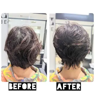 ショート カラー パーマ ヘアアレンジ 心斎橋/難波ショート 白髪ぼかし 中尾のヘアスタイル