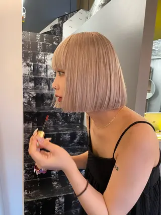 ショート カラー ヘアアレンジ 🎀透明感カラー 韓国ヘア🎀mahoのヘアスタイル