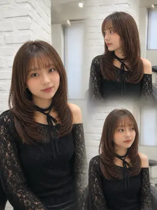 ミディアム レイヤー／巻ける 縮毛矯正💫あやののヘアスタイル