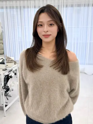 セミロング カラー ヘアアレンジ 顔周り&ミディアム 特化/池袋/kokiのヘアスタイル