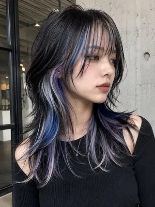 セミロング カラー ハイトーンカラー が絶対可愛い✨泰聖✨のヘアスタイル
